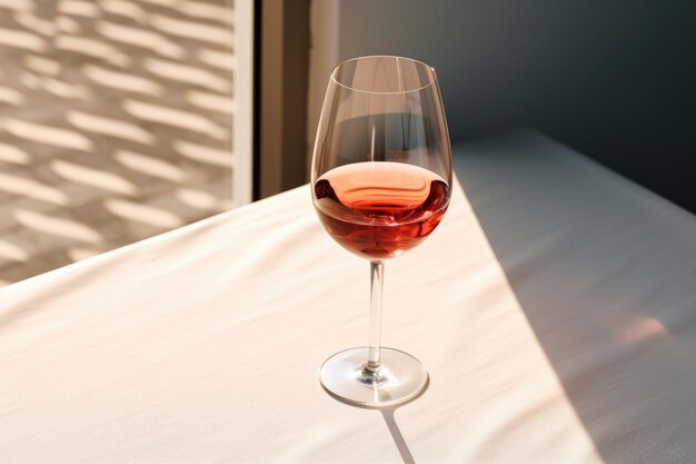 Photo un verre de vin rouge sur la table sunset espace de copie