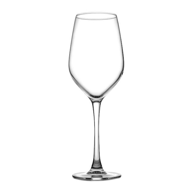 Verre à vin vide sur une surface isolée blanche