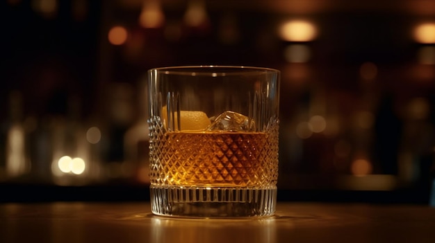 Un verre de whisky sur un comptoir de bar