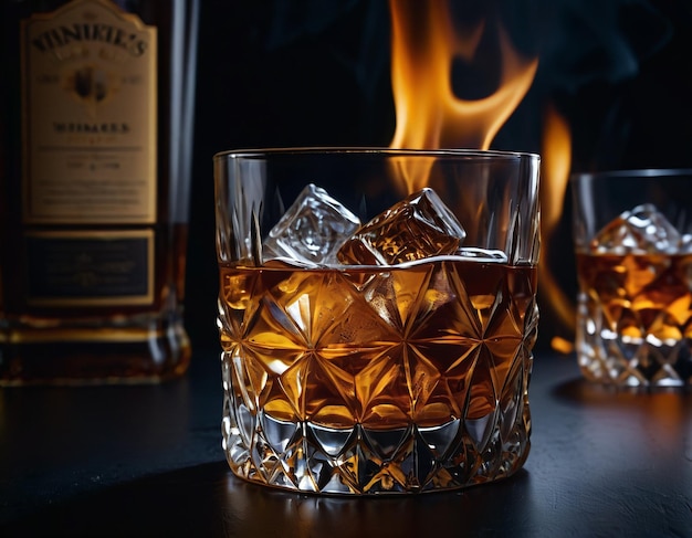 Un verre de whisky sur un fond noir