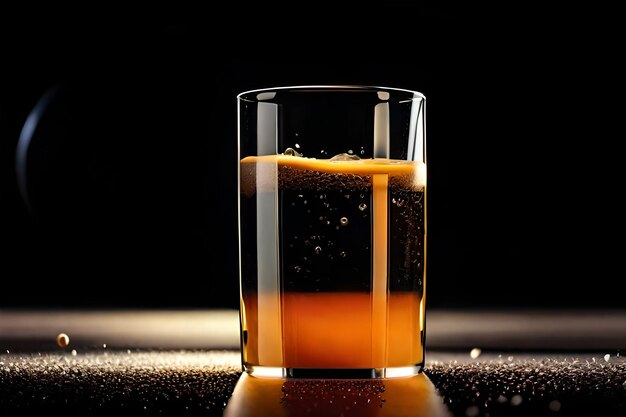 Un verre de whisky avec des glaçons dedans.