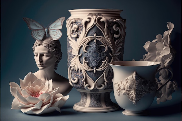 Verrerie et vases en porcelaine