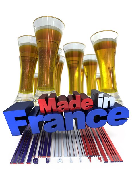 Photo verres à bière avec étiquette made in france et code barre