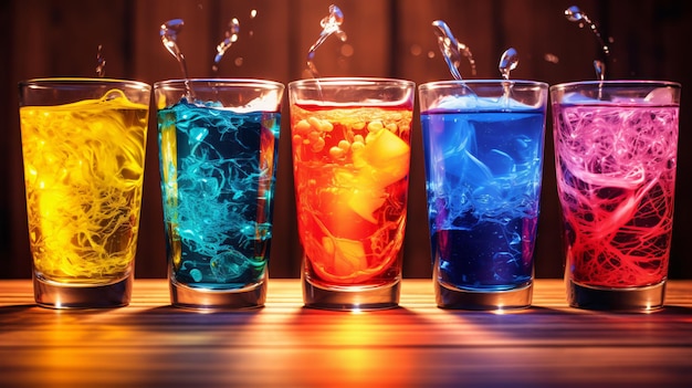 verres de boissons colorées