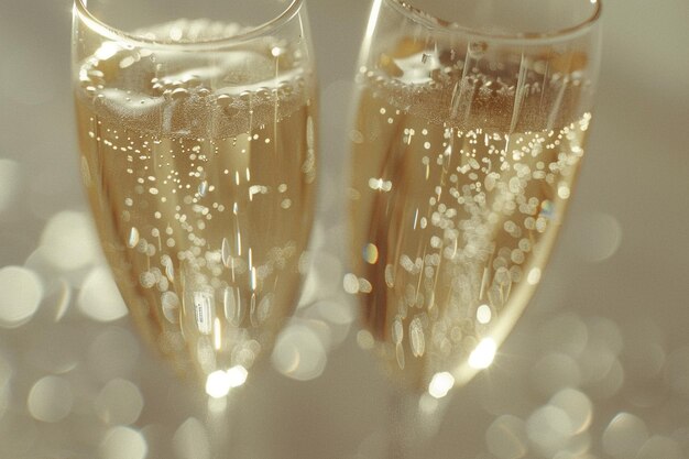 Photo des verres de champagne moelleux qui sonnent dans un toast.