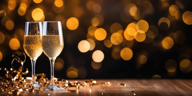 des verres de champagne pour la célébration du Nouvel An