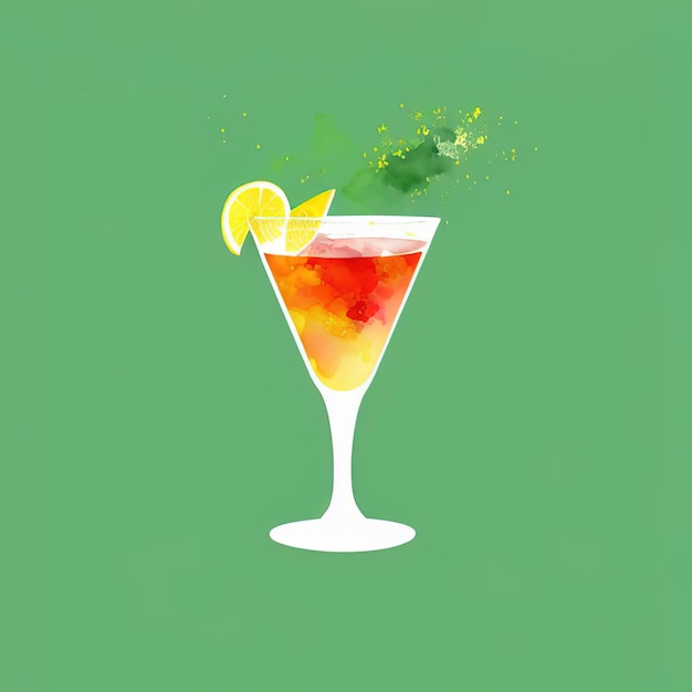 Verres à cocktail d'alcool classique Style d'illustration plat Generative ai