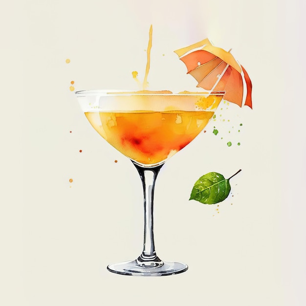 Verres à cocktail d'alcool classique Style d'illustration plat Generative ai