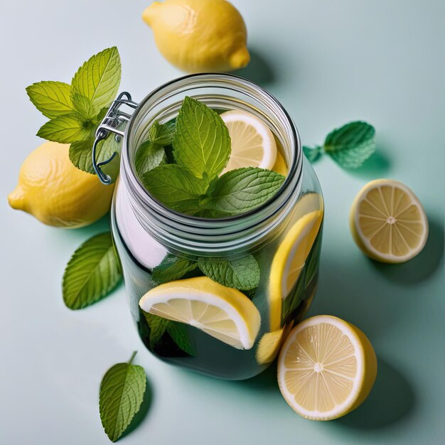 des verres de limonade avec de la menthe