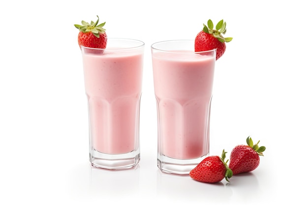 Photo des verres de milk-shake à la fraise fraîche