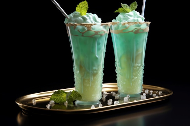 Des verres de milkshake à la menthe verdâtre génèrent Ai