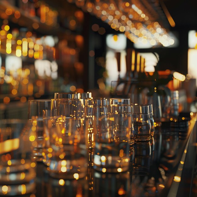 Des verres sur une table de bar.