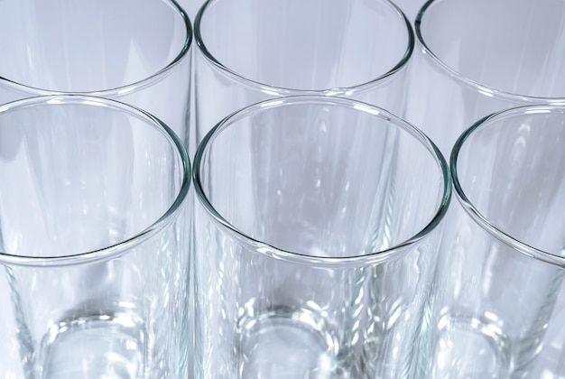 verres transparents pour boissons vue d'en haut