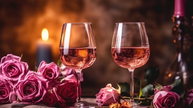 Verres de vin rosé Illustration AI GenerativexA