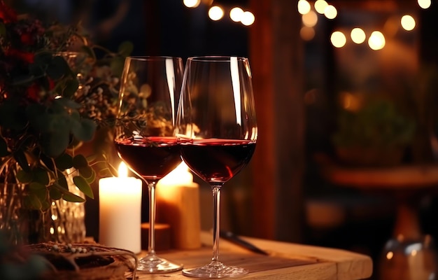 des verres de vin rouge à un beau vin de table