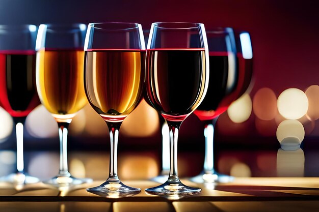 Des verres de vin rouge et blanc réalistes