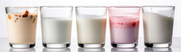 Verres De Yogurton Sur Fond Blanc Wde Panoramique Generative AI