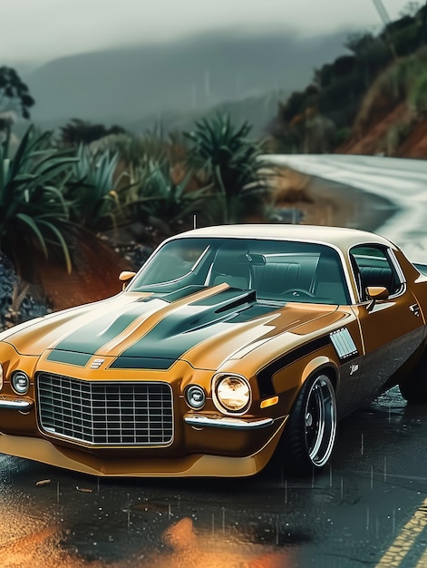 Photo une version moderne de la chevrolet camaro de 1970 générée par ai