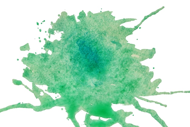 Vert aquarelle tache sur fond blanc