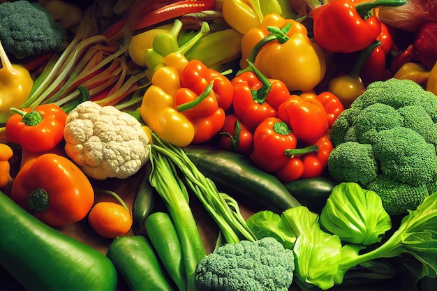 Verts et légumes juteux brillants pour préparer une salade verte saine