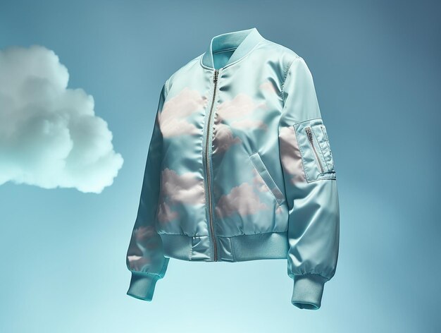 Une veste bleue et rose avec le mot nuage dessus