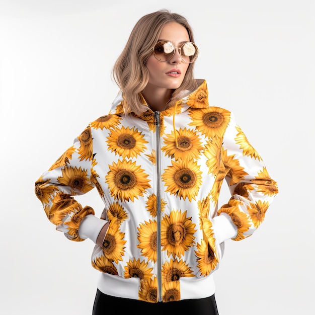 Veste femme tournesols blanc brillant