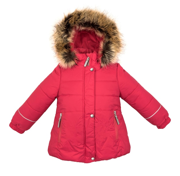 Veste d'hiver pour enfants femmes isolé sur fond blanc.