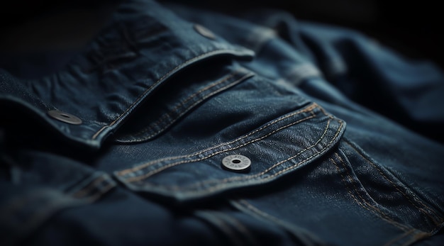 Photo une veste en jean avec un bouton dessus