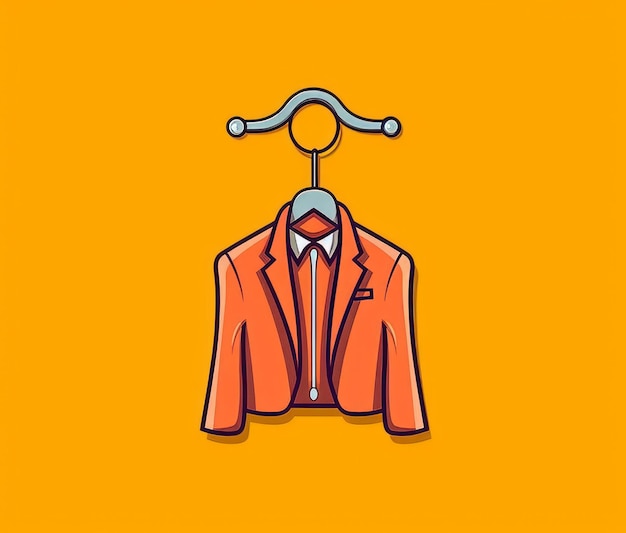 Veste orange sur un cintre avec une chemise et une cravate