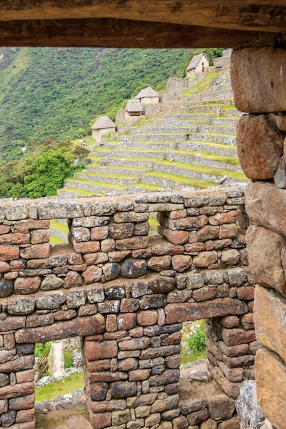 Vestiges archéologiques du Machu Picchu situé dans les montagnes de Cusco. Pérou