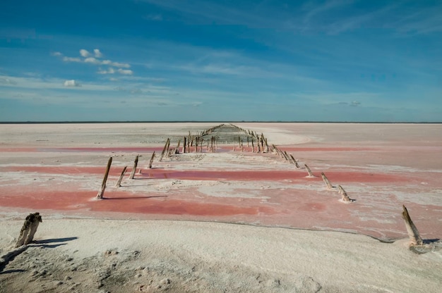 Vestiges historiques de l'ancienne exploitation de sel Salinas Grande La Pampa Argentine