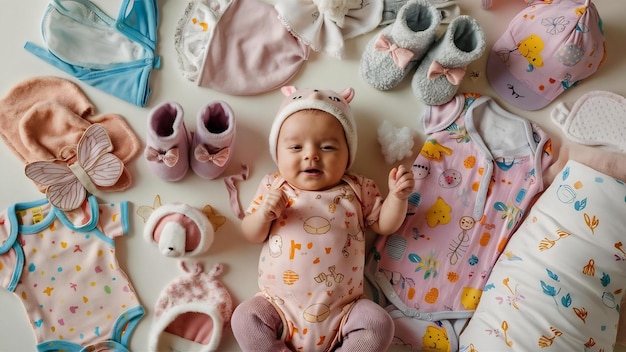 Vêtements et accessoires pour un bébé