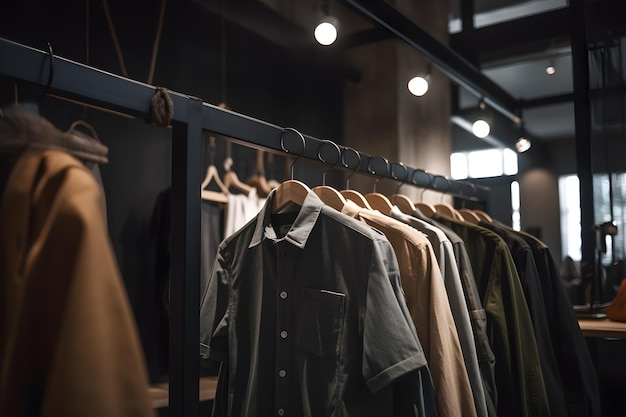 Vêtements accrochés à un cintre dans un magasin de mode