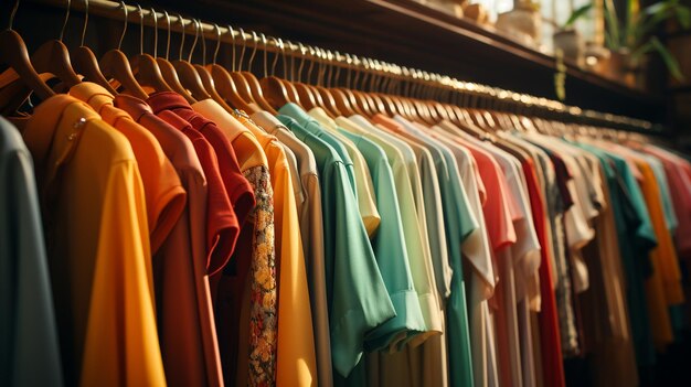 vêtements colorés sur cintre dans le magasin