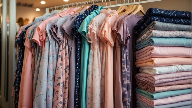 Des vêtements colorés exposés dans un magasin de détail