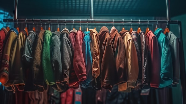 Vêtements sur des couvertures dans un magasin d'effet vintage