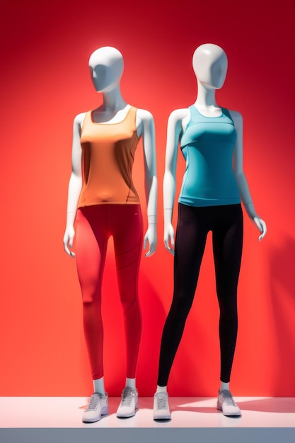 Des vêtements d'exercice colorés sur un mannequin de vêtements de sport créé avec la technologie d'IA générative