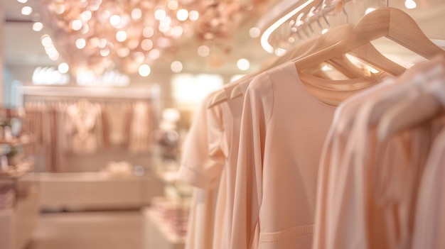 Vêtements féminins à la mode dans une boutique de luxe à la mode fond flou Focus sélectif