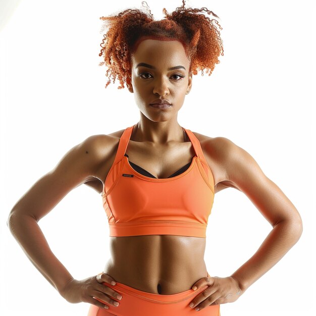 Photo vêtements de gymnastique muscles forts personne de fitness entraînement dans la salle de sport avec les mains sur la taille