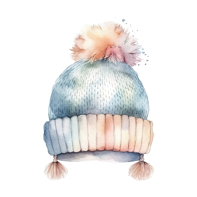 Vêtements d'hiver sur le style aquarelle de fond blanc