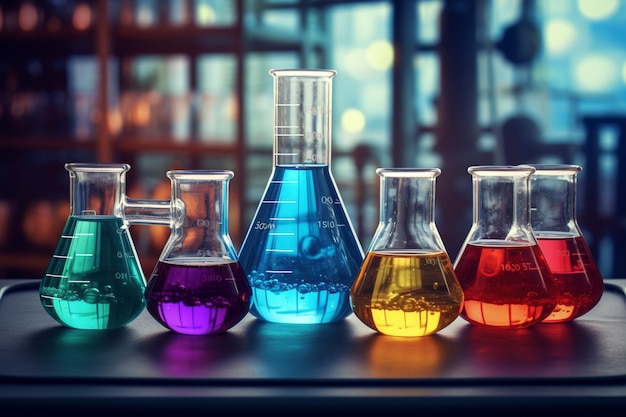 Vêtements de laboratoire en verre avec liquide coloré