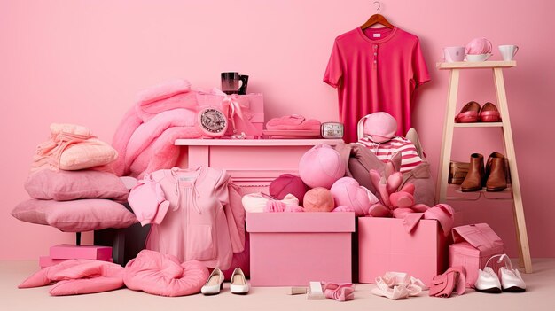 Photo les vêtements en rose sont expédiés gratuitement.