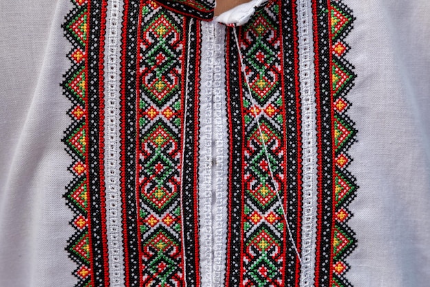 Vêtements ukrainiens traditionnels au défilé de l'ornement et du symbole nationaux de Vyshyvanok