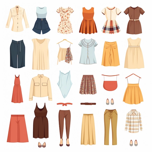 vêtements vectoriels illustration vêtements design isolé icône tissu mode ensemble de vêtements usure