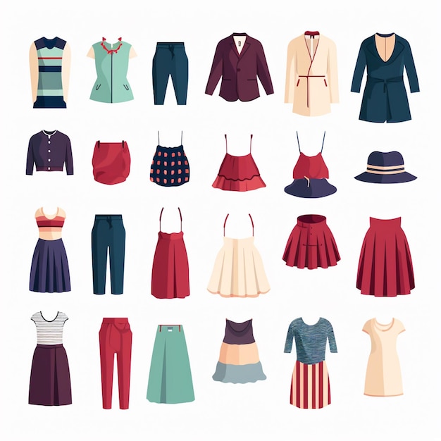 vêtements vectoriels illustration vêtements design isolé icône tissu mode ensemble de vêtements usure