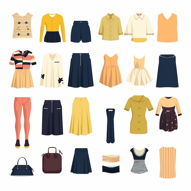 vêtements vectoriels illustration vêtements design isolé icône tissu mode ensemble de vêtements usure