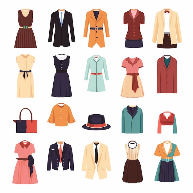 vêtements vectoriels illustration vêtements design isolé icône tissu mode ensemble de vêtements usure