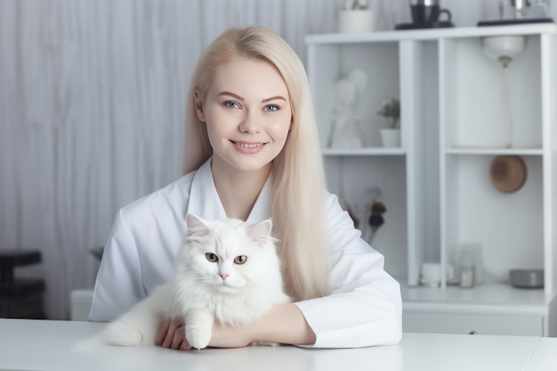 Vétérinaire avec chat en clinique vétérinaire Concept de soins aux animaux