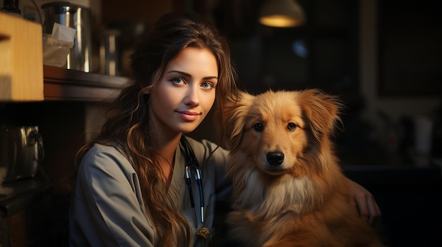 Vétérinaire avec chien en cabinet vétérinaire