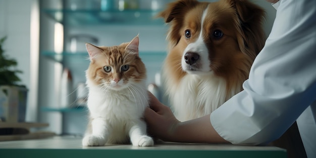 Vétérinaire avec chien et chat